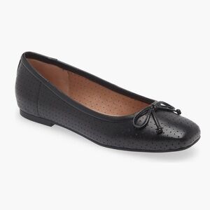 Nordstrom Ashton Black Perforated Leather Ballet Flat Bow Coquette Balletcore